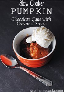 Chocolate Pumpkin Cake with Caramel Sauce