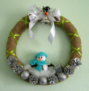 Decorative Snowman Burlap Wreath