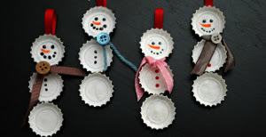 Bottle Cap Snowman Ornaments