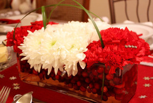 Festive Flower and Berry Christmas Centerpiece