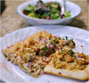 Slow Cooker Garlic White Chicken Pizza