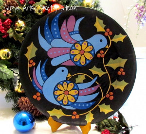 Two Turtle Doves Painted Plate