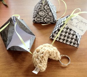 Crocheted Fortune Cookie Favors