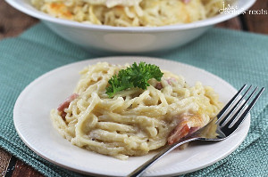 Ham and Swiss Linguine Bake