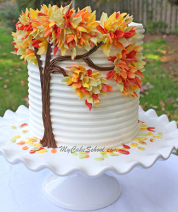 Autumn Leaves Wedding Cake Designs Allfreediyweddings Com