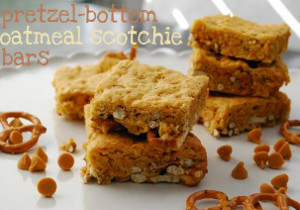 Pretzel-Bottom Oatmeal Scotchie Bars