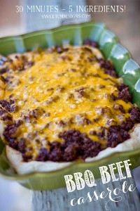 Cheesy BBQ Beef and Biscuit Casserole