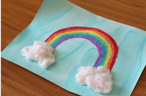 Pretty Painted Rainbows with Fluffy Clouds