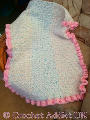 Ruffled Bubblegum Crocheted Baby Blanket