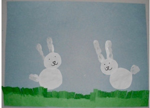 Handprint Art Easter Bunnies