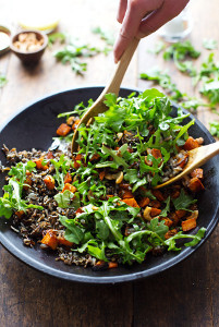 Roasted Sweet Potato, Wild Rice and Arugula Salad