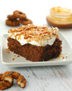 Samoas Inspired Poke Cake
