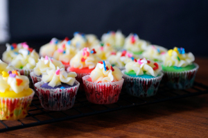 Mini Rainbow Cupcakes