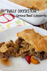 Philly Cheesesteak Ground Beef Casserole