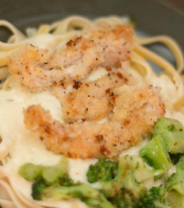 Garlic Parmesan Alfredo Sauce with Homemade Chicken Strips