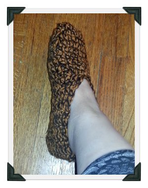 Sepia Tone Crocheted Slippers