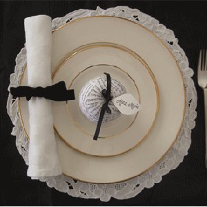 Black and White Wedding Decoupage Place Cards