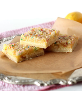 Lemon Birthday Cake Crumble Bars