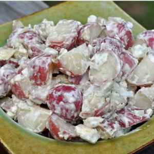 Homemade Sweet Tomatoes Red, White, and Blue Potato Salad