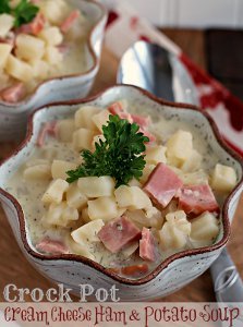 Slow Cooker Cream Cheese and Ham Potato Soup