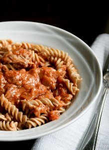 Slow Cooker Smoky Goulash Over Pasta