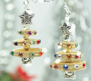 Lively Leather Christmas Tree Earrings