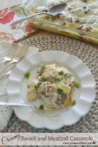 Creamy Ravioli and Meatball Casserole