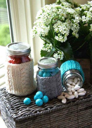Cable Stitch Jar Cozies Cable Stitch Jar Cozies