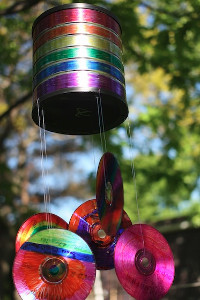 Rainbow Recycled Wind Chimes | AllFreeKidsCrafts.com