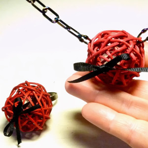 Unique Upcycled Red Jewelry Set