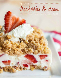 Frozen Strawberries and Cream Dessert