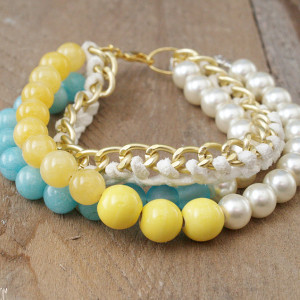 Luminous Leather and Pearl Bracelet