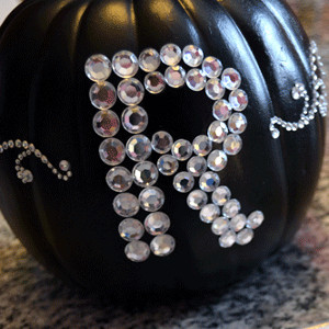 Halloween Wedding Blingy Monogram Pumpkin