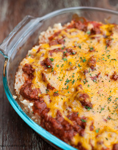 Cheesy Sour Cream Rice Bake