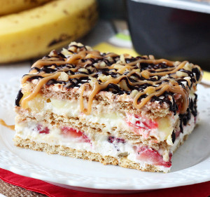 Layered Banana Split Icebox Cake