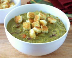 Split Pea and Ham Soup with Homemade Croutons