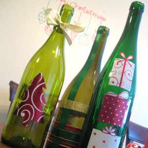 Glass Wine Bottle Christmas Decor