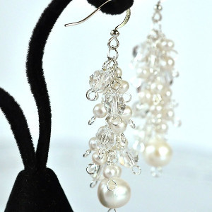 Wintry White Crystal and Pearl Earrings Wintry White Crystal and Pearl Earrings