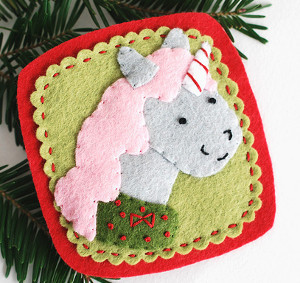 Precious Christmas Unicorn Felt Ornament