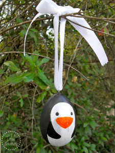 Painted Penguin Wood Ornaments