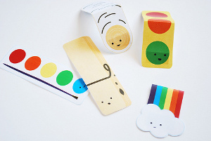 Clothespin, Watercolors, Traffic Light, Birch Log, and Rainbow Bookmarks