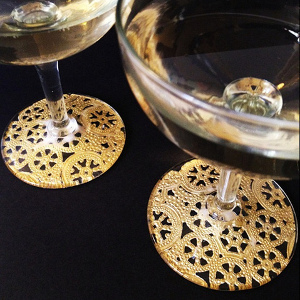 Gold Lace Champagne Glasses
