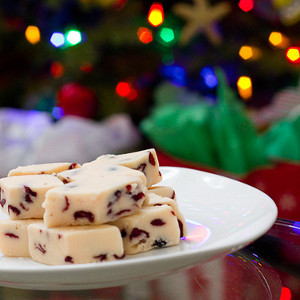 Cheery White Chocolate Cranberry Fudge