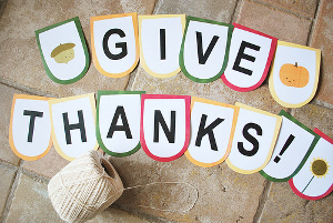 Acorn, Sunflower, and Pumpkin Printable Thanksgiving Banner