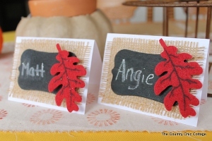 Burlap and Chalkboard Thanksgiving Place Cards