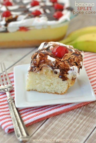 Soda Shop Banana Split Poke Cake