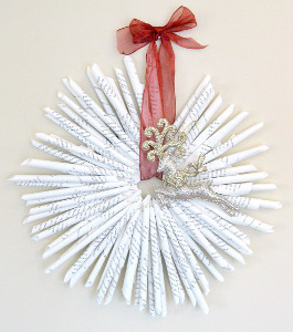 Chic Christmas Book Page Wreath