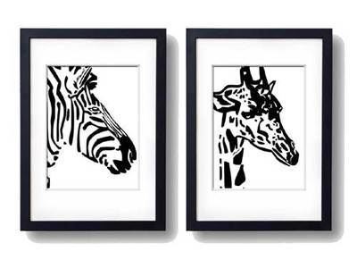 Printable Zebra and Giraffe Wall Art