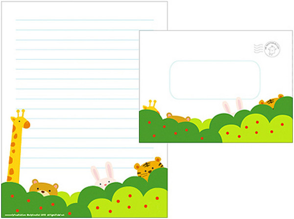Peek A Boo Animals Writing Paper and Envelope IMR