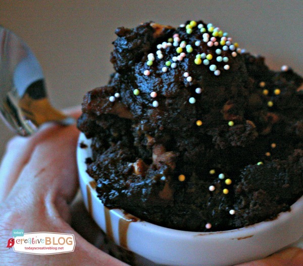 Hot Fudge Peanut Butter Brownie Cake crockpot brownie cake1